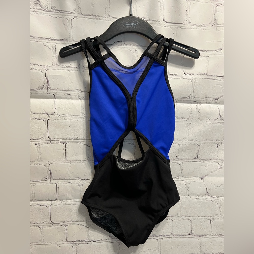 FIVE leotard blue and black manhattan leotard